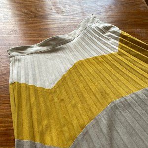 Zara pleated ultra suede chevron yellow skirt